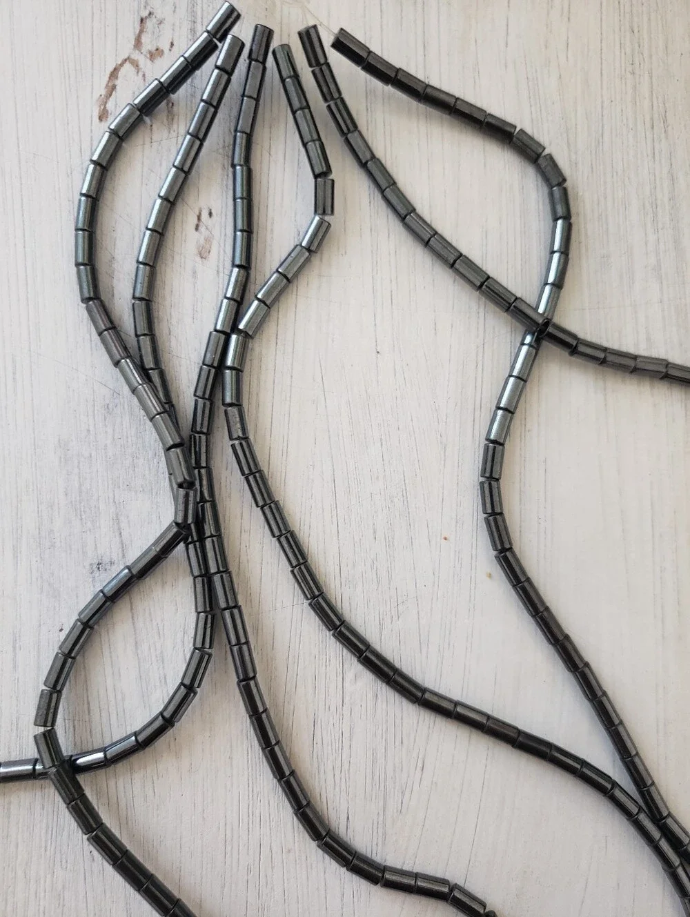 hematite tube beads this mirror